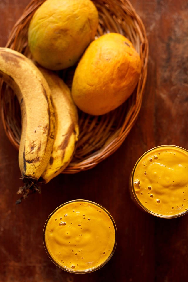 banana mango milkshake recipe | easy and quick mango recipes