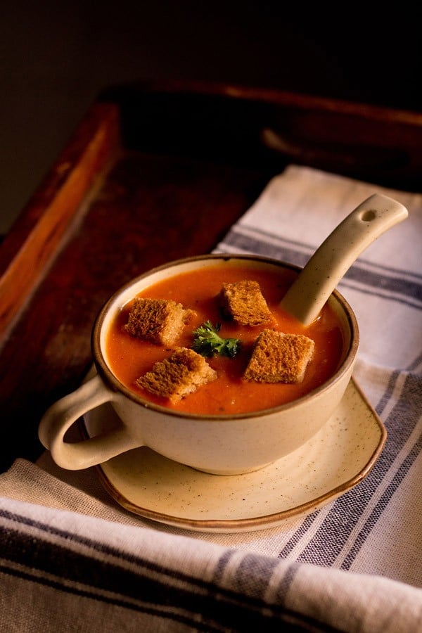 tomato soup restaurant style recipe, tomato soup, tomato soup recipe