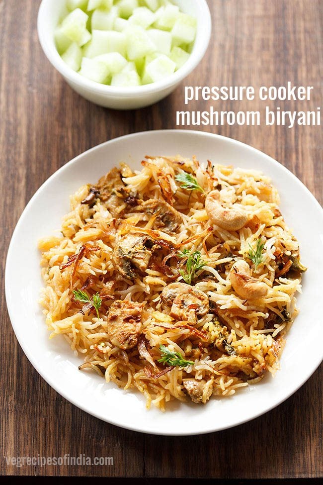 mushroom biryani recipe in pressure cooker | mushroom biryani recipes
