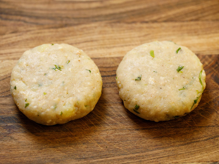 gently rolled and flattened potato patties