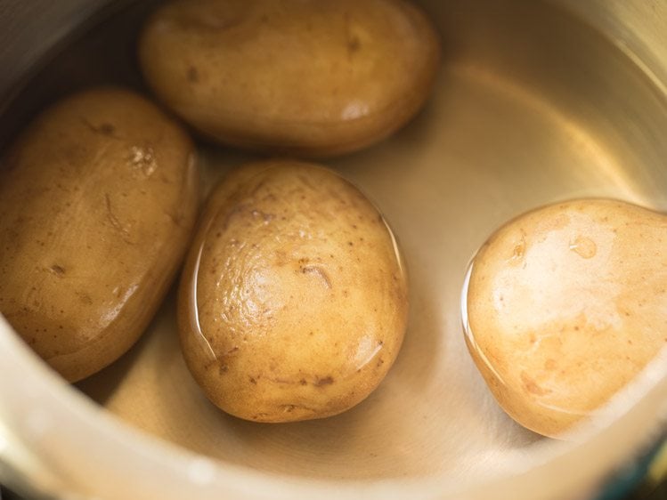 cooked potatoes in a pressure cooker