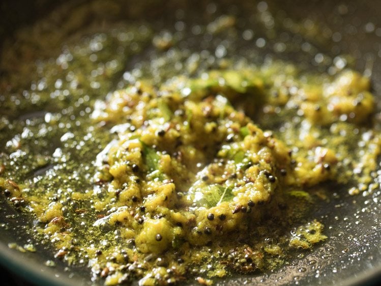 sauteing the paste mixture for some seconds