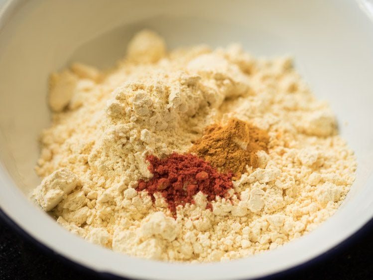 gram flour and spices in a bowl