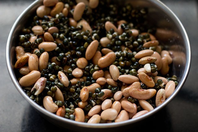 Whole Black Lentils and kidney beans in a bowl