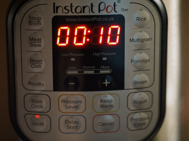 instant pot switched on