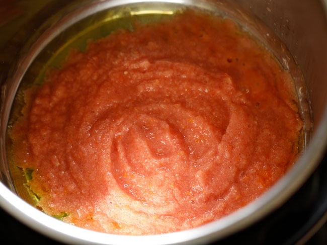 ground onion-tomato paste added to instant pot