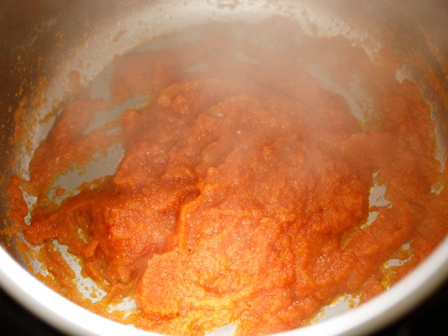 sauté the onion-tomato masala paste