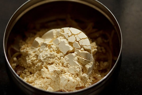 besan and baking soda in a bowl