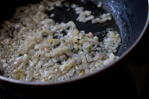 chopped onion added to pan