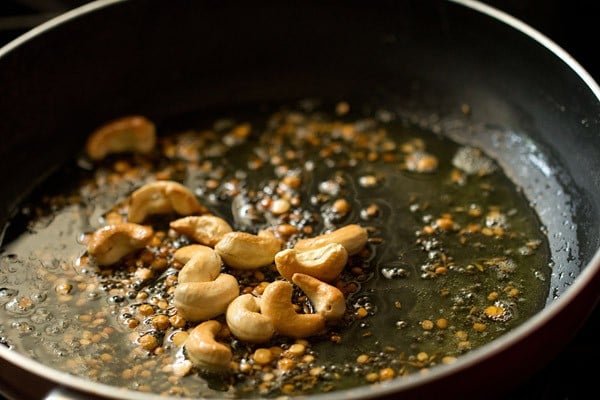 cashews fried till golden for making upma recipe