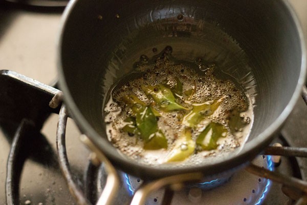 sauteed mustard seeds, curry leaves and asafetida