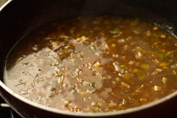 making gobi manchurian gravy recipe