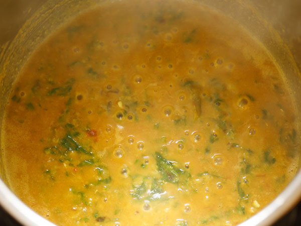 instant pot dal palak is ready to be served