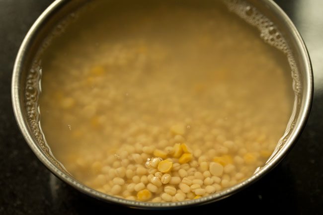 lentils soaked in water