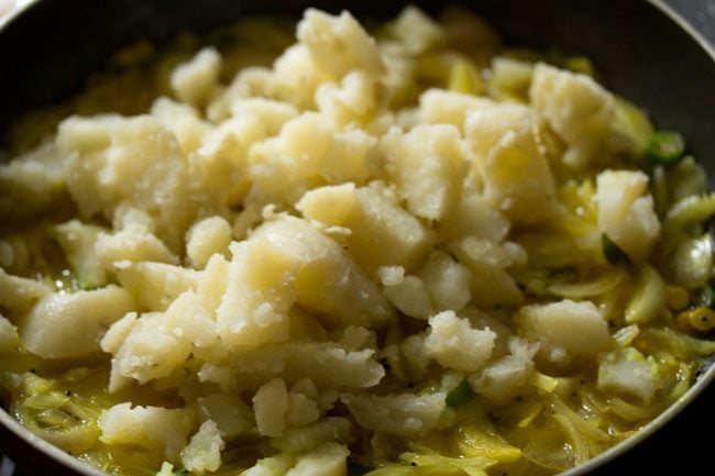 adding chopped boiled potatoes 