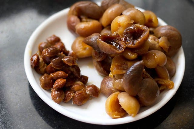 Deseeded apricots in a plate