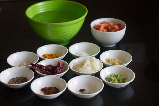 ingredients for panchmel dal in bowls