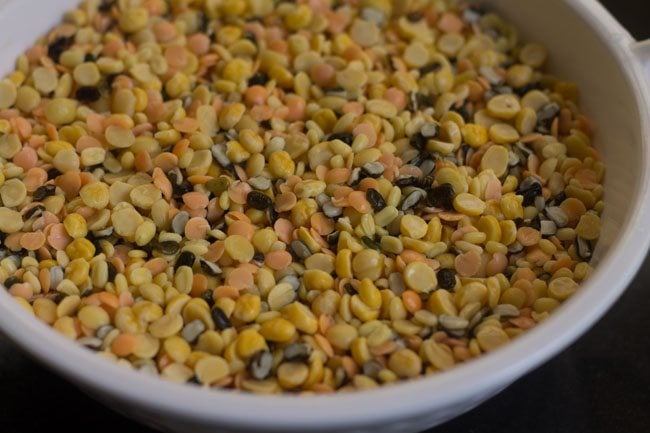 lentils in a bowl after draining water