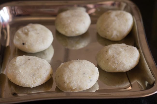 small patties made from the dough and kept in a tray