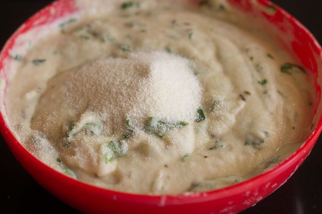 semolina added to mix dal vada batter mixture. 