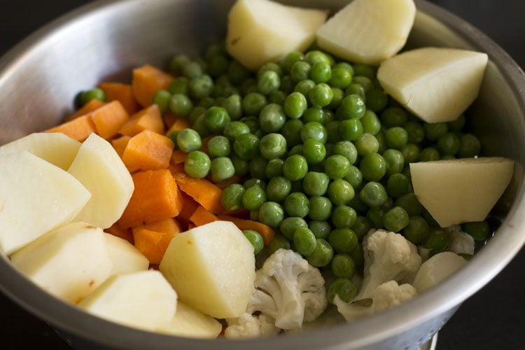 rinsing the veggies