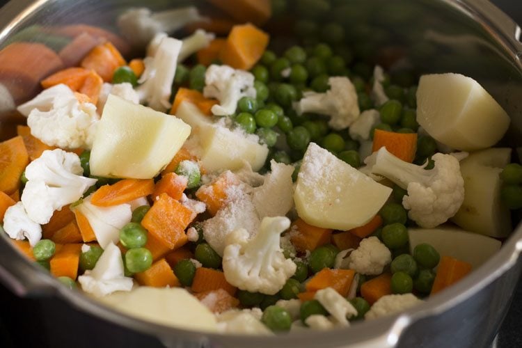 veggies in a pressure cooker