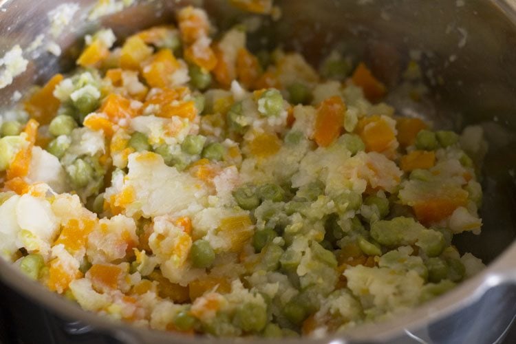 lightly mashed veggies