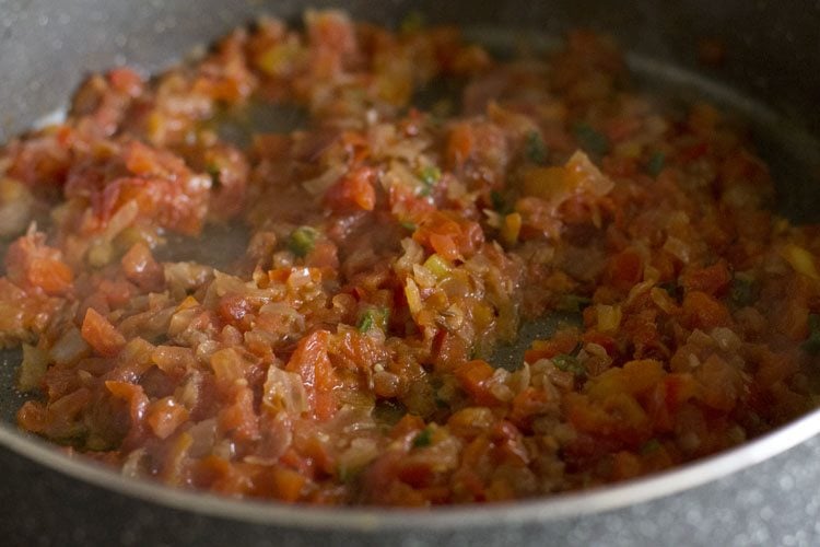 sauteing the tomatoes