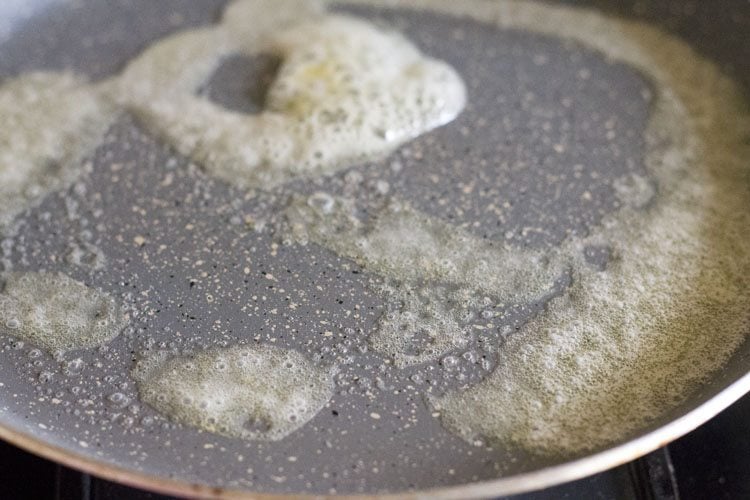 heating butter in a pan