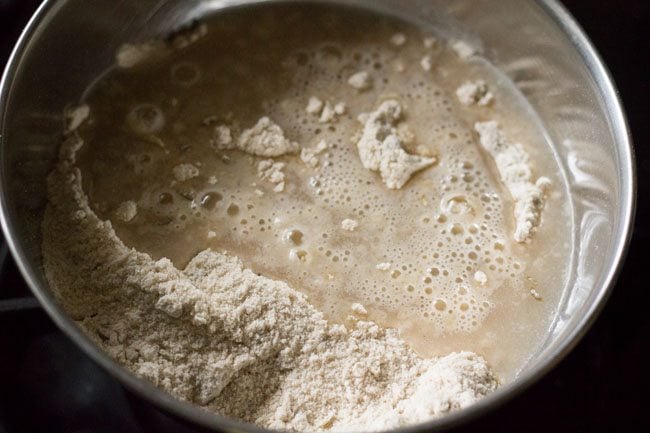 adding water to flour