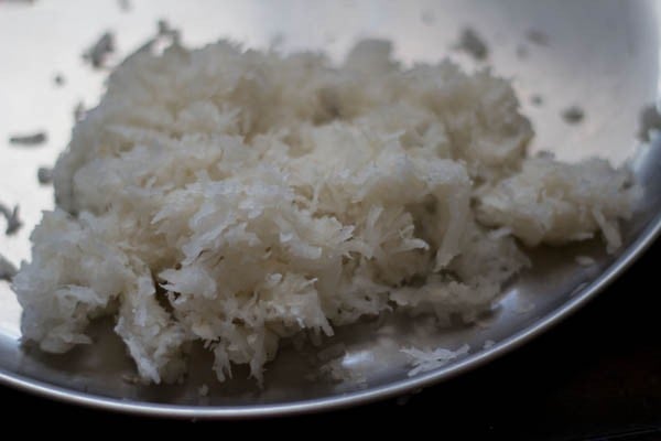 grated mooli for paratha in a plate