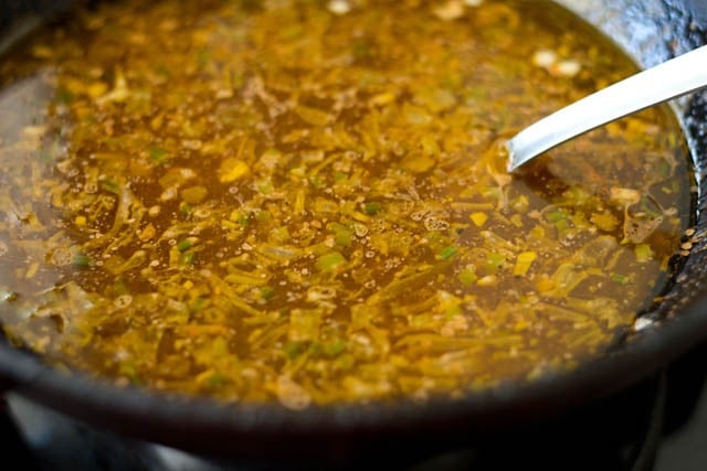 gravy mixture in wok