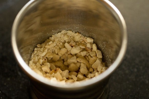 cashew added to peanuts mixture