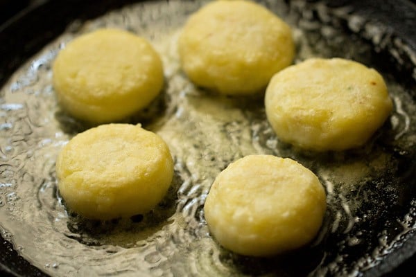 flip and frying second side of farali patties
