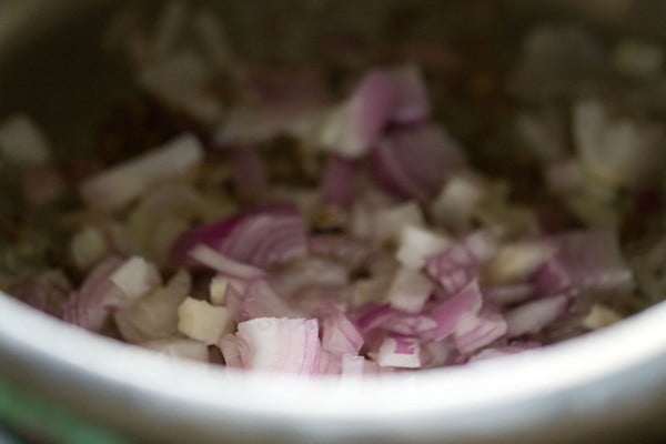 chopped onions in pressure cooker