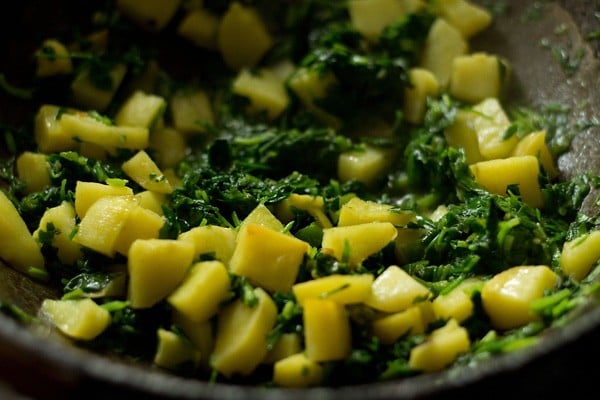 cooking aloo methi