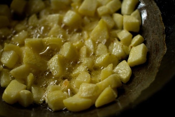 sautéing aloo or potatoes