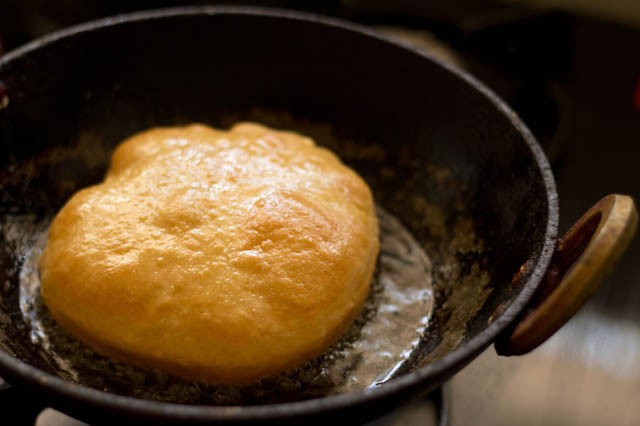 frying bhatura or bhature