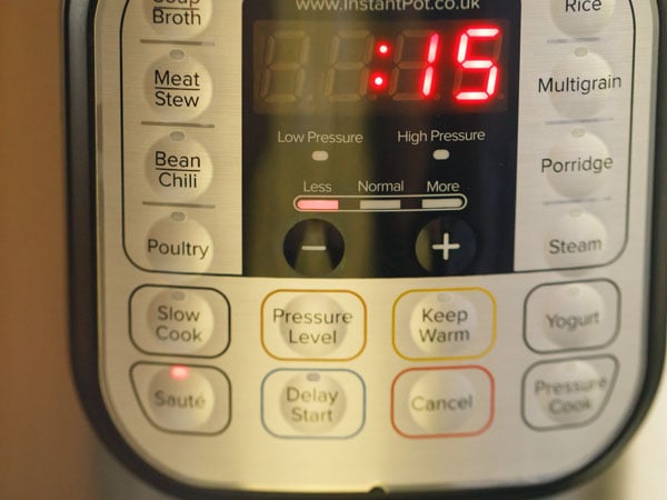 instant pot with sauté button active