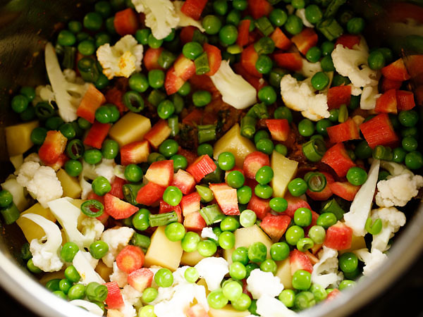 chopped veggies added to instant pot