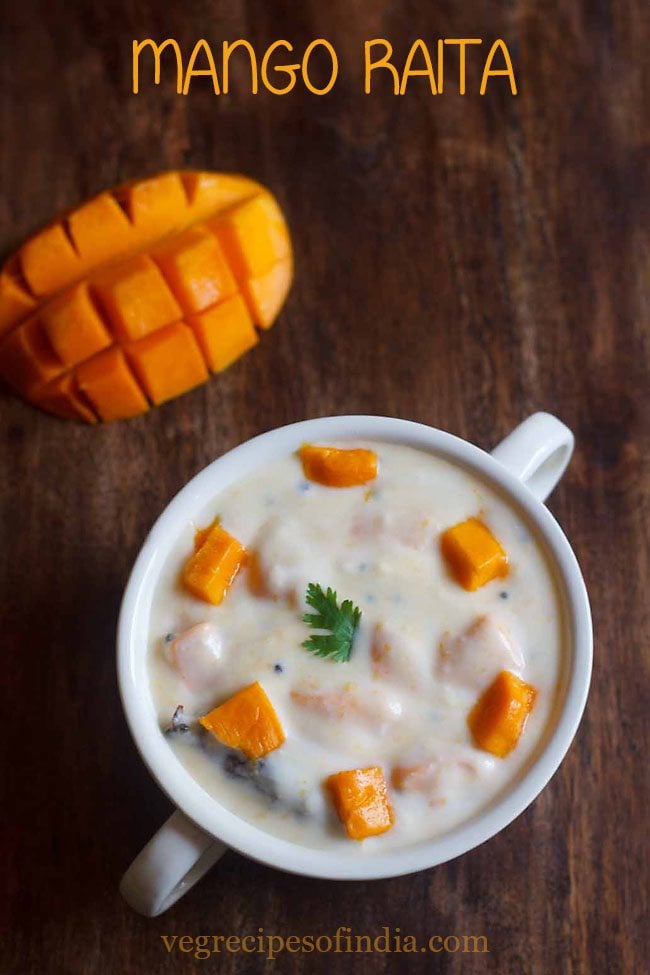 mango raita served in a bowl