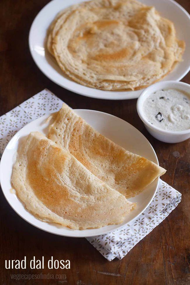 urad dal dosa served with coconut chutney 