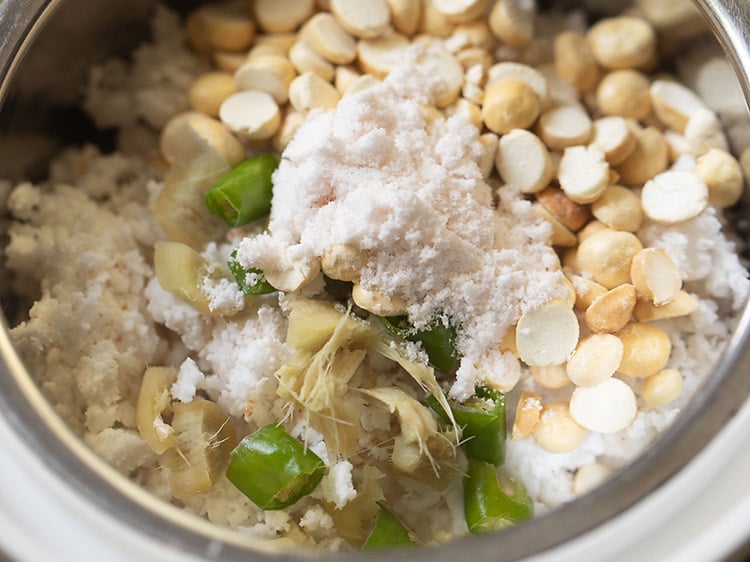 salt added to grinder bowl