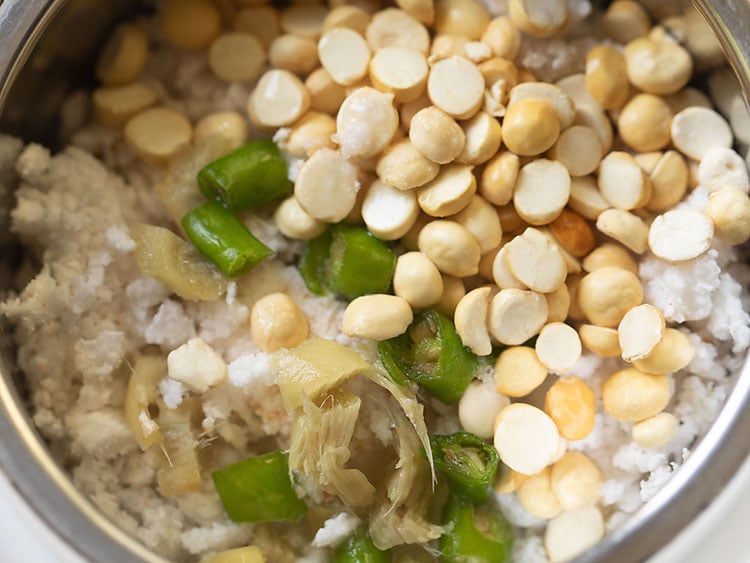 water added to grinder bowl for making coconut chutney recipe