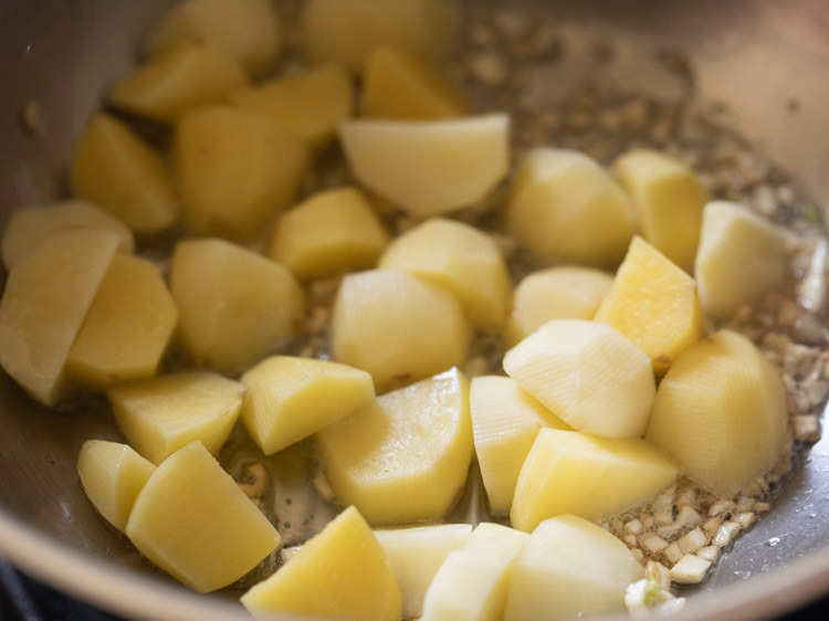 chopped potatoes added