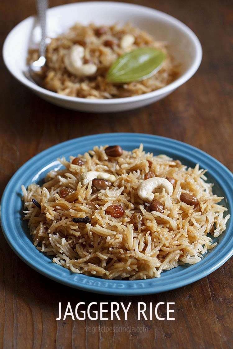 jaggery rice served in a plate