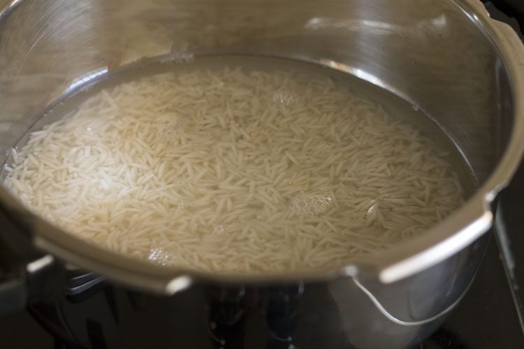 rice added to stovetop pressure cooker