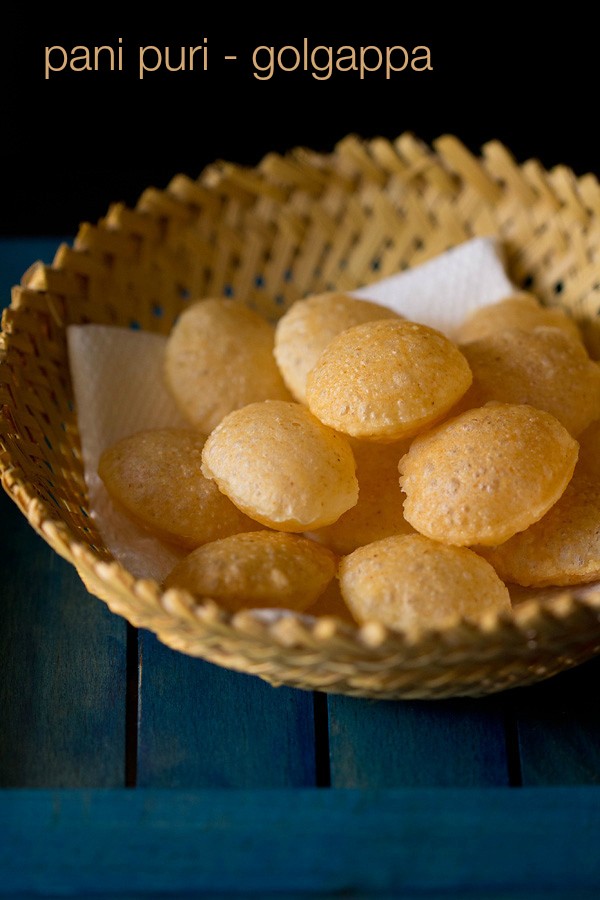 puri for pani puri on a basket