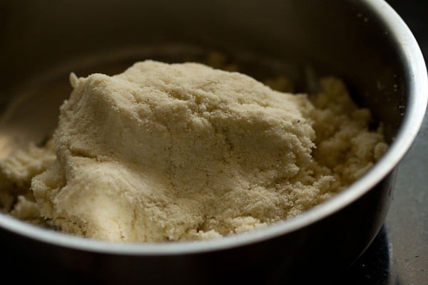 kneading dough for puri