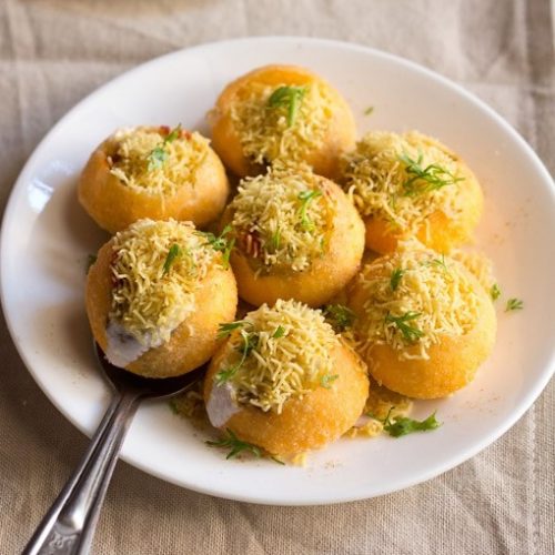 dahi puri recipe, dahi batata puri chaat recipe